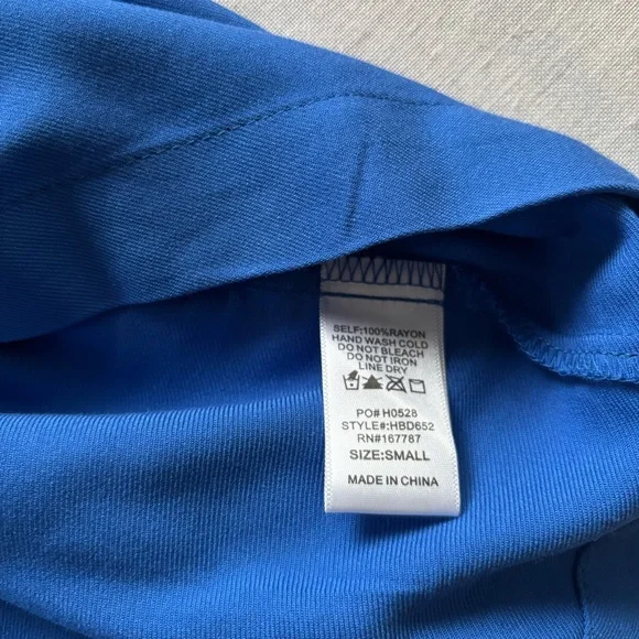 NWT Hunter & Brown Blue Puff Sleeve Mini Dress Small | Rayon Tiered - Picture 7 of 7